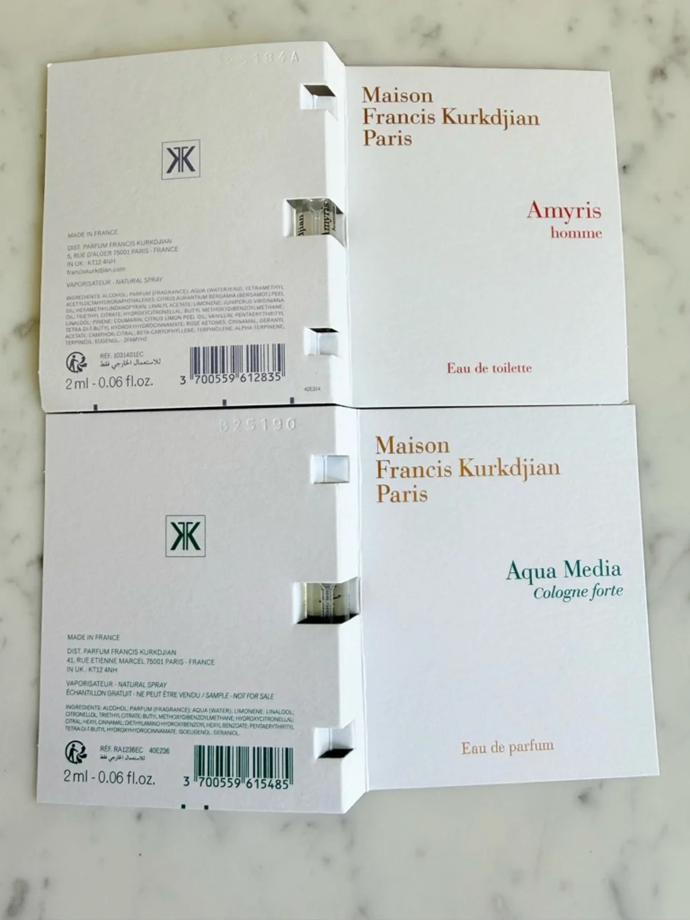 Maison Francis Kurkdjian Aqua Media EDP and Amyris EDT, set of 2, NWT